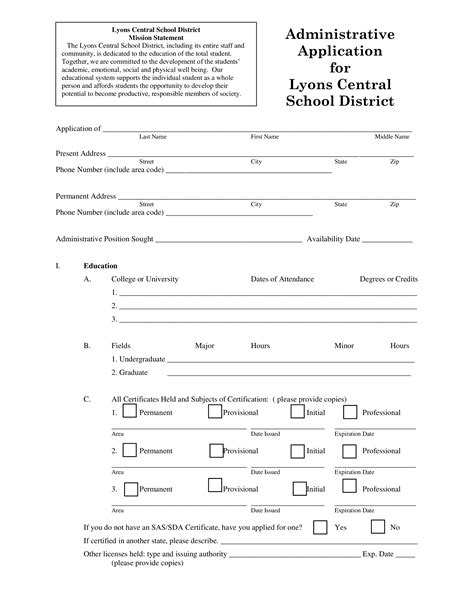 School Admin Job Application Form Templates at