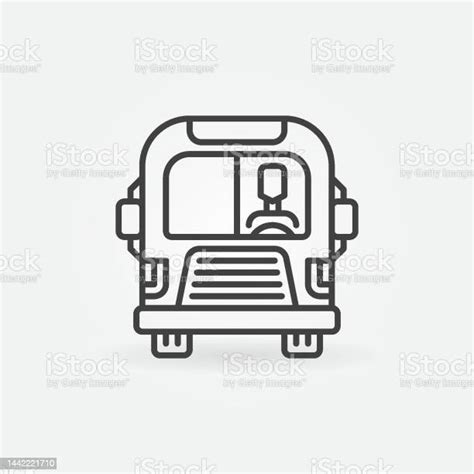 School Bus with Driver Outline Vector Concept Icon or Sign Stock Vector