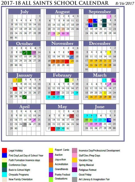 School Calendar All Saints