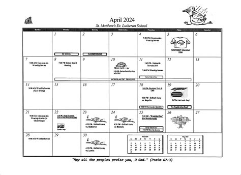 School Calendar St Matthew