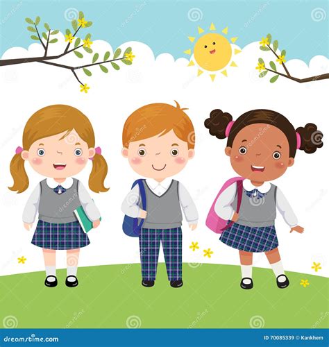 School Children In Uniform Cartoon stock illustrations