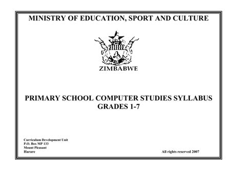 School Computer Syllabus Primary Studies