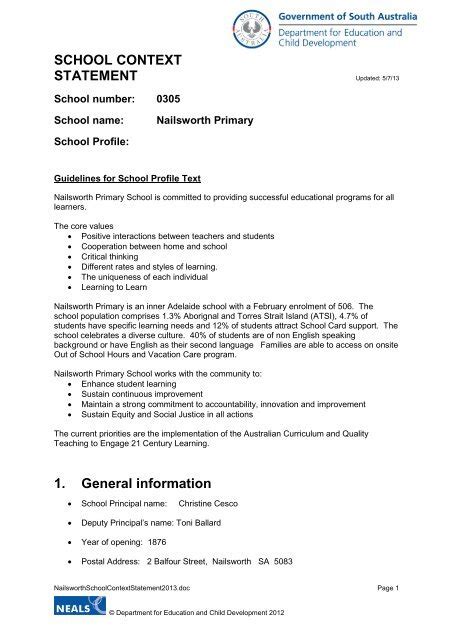 School Context Statement Template