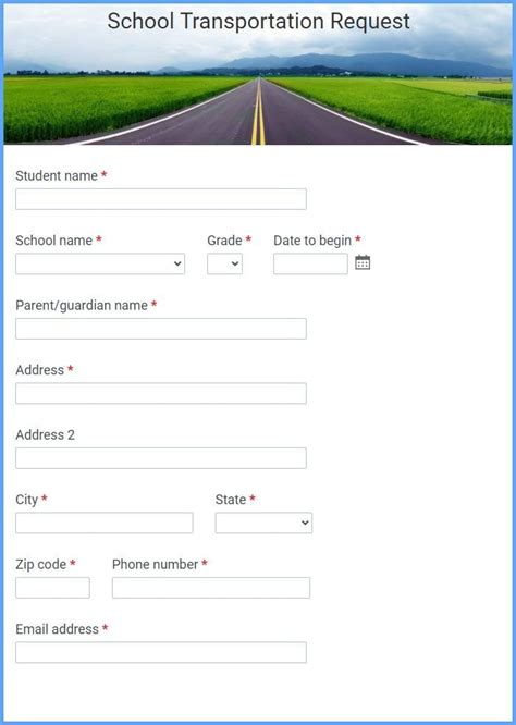 School Transportation Request Form Template Formsite