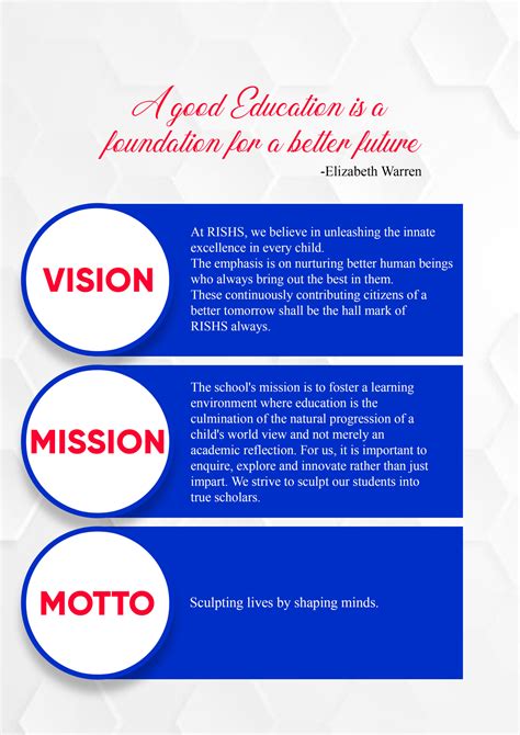 School motto and vision.  A strong vision based on collective values Di...