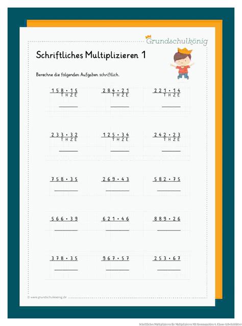 Schriftliches multiplizieren mit komma übungen