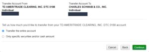 Schwab account restricted from transfer.  TD Ameritrade, Inc.  Individ...