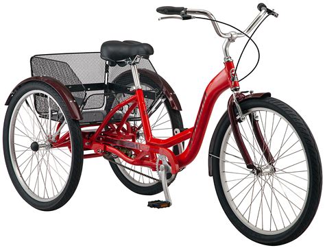 Schwinn Meridian Comfort Adult Tricycle, 26 Inch Wheels, Single Speed Burgundy. 3.9 out of 5 stars. 3. $334.49 $ 334. 49. FREE delivery Jan 24 - 26 . Radio Flyer Big ... 