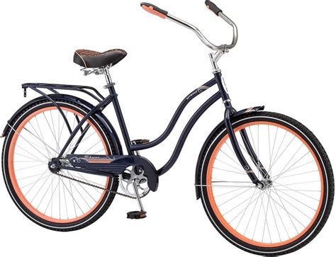 Schwinn Baywood Women s Cruiser 26 In. Bicycle Navy Blue. Get outside and enjoy the view on the Schwinn women s Baywood cruiser bike with 26 wheels. The navy steel frame and coordinating fenders and rack add style and function. . 