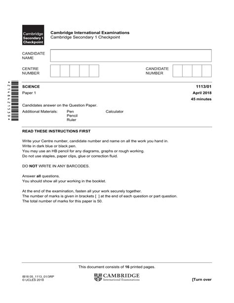 Science 2024 Papers - Cambridge Checkpoint Past Exam Papers …