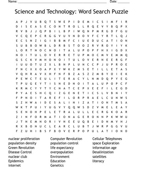 Science And Technology Word Search Puzzle