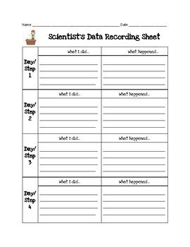 Science Experiment Recording Sheet Science experiments, First grade
