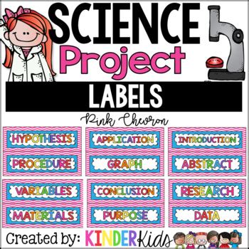 Science Fair Project Labels Pink Chevron With EDITABLE Title Labels