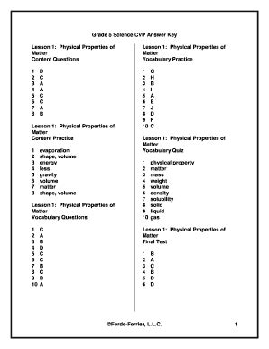 Science Grade 5 Answer Key PDF