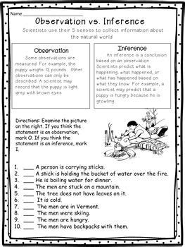 Science Observation Inference Worksheet