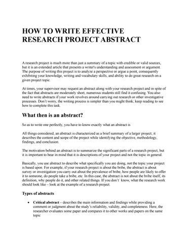 Science Project Abstract How to Write and Use an Abstract News