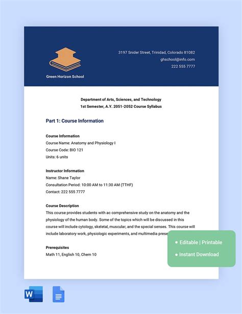 Science Syllabus Template Download in Word, Google Docs