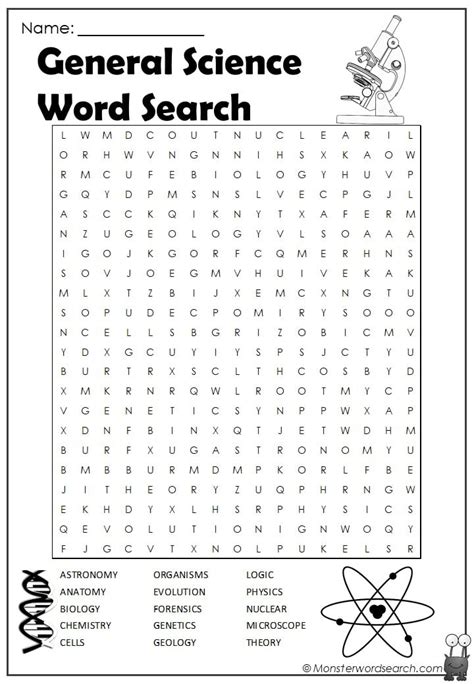 Science Word Search Printable Word Search Printable