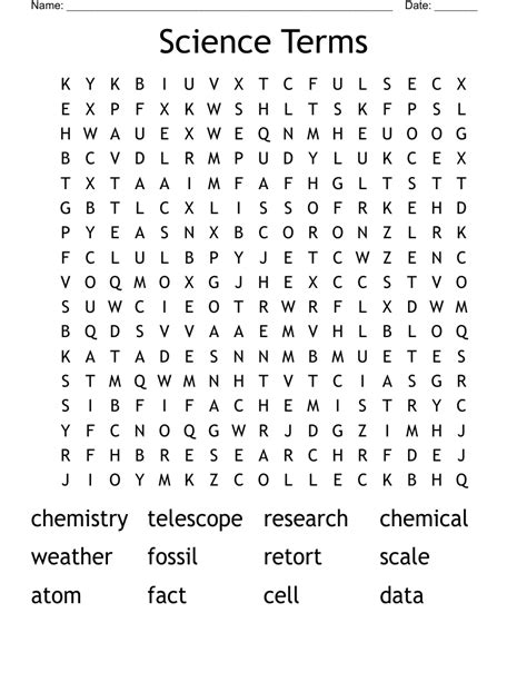 Science Word Search WordMint