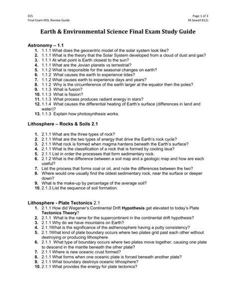 Science freshmen final test study guide. - Kehew geology for engineers answer guide.