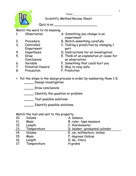 Scientific Method Review Sheet