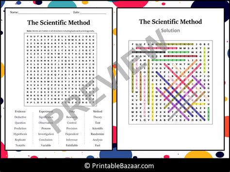 Scientific Method Word Search Puzzle Worksheet Activity Teaching