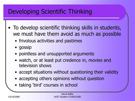 Scientific thinking with special reference