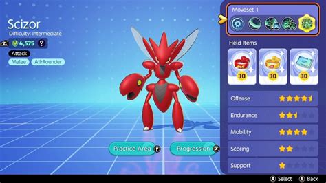 Pokemon Sword and Shield Scizor is a Bug and Steel Type Pincer Pokémon, which makes it weak against Fire type moves. You can find and catch Scizor in Training Lowlands with a 5% chance to appear during Normal Weather weather. The Max IV Stats of Scizor are 70 HP, 150 Attack, 65 SP Attack, 140 Defense, 100 SP Defense, and 75 Speed. Regular. Shiny.