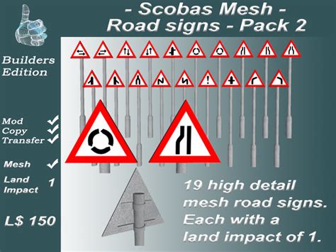 Scobas Mesh triangular road signs Pack 2 (roads)