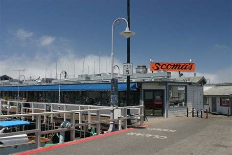 Scomas. Scoma's is situated on a private pier where local fishermen bring their boats in from the Pacific and drop off the daily catch. Closed until 11:30 AM (Show more) Mon–Thu, Sun 