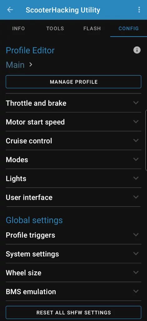 Scooterhacking utility ios app.  Change settings, flash firmware, and perform main...