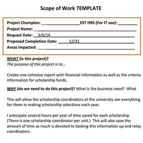 Scope of work template in Word and Pdf formats page 7 of 9