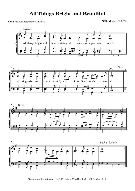 Score All Things Bright And Beautiful