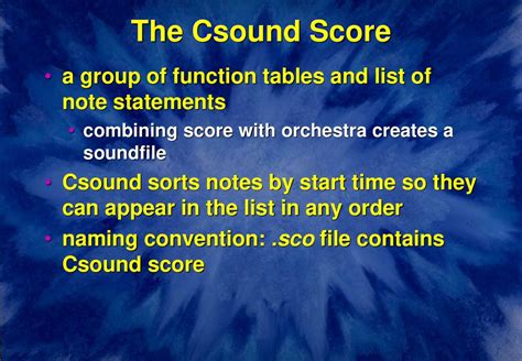 Score Statements - Csound S