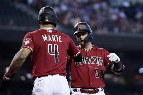 Recap. Box Score. Play-by-Play. Walker 2 HRs, 5 RBIs as Dbacks win 12-7 for split in Texas. ByAP. Updated: May 5, 2023, 05:57 pm. FacebookFacebook MessengerTwitterEmail. ARLINGTON, Texas .... 