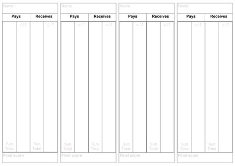 Score sheet for a longer session