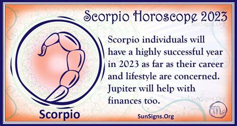 Scorpio Love Horoscope 2023. As far as love went, the year 2022 was difficult, with an isolation sense and maybe some disappointments. But things are going to rapidly get better. On February 15 th, the planet Jupiter is going to enter the Scorpio’s 7 th House, which belongs to marriage, remaining there until July 1 st. Love is going to be .... 