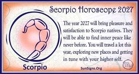 Scorpio horoscope 2027.  You&rsquo;ll find support and positivity from your family today Discover y...