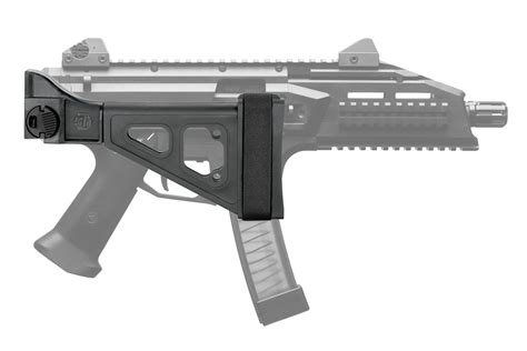Scorpion pistol brace. The Scorpion is a semi-automatic 9mm braced pistol like the original full-auto variant. With rails for optics and a threaded barrel, the sky’s the limit when it comes to accessories and mods. The semi-automatic CZ Scorpion EVO 3 S1 uses a blowback mechanism encased in a fiber-reinforced polymer receiver. The Scorpion EVO 3 S1 … 