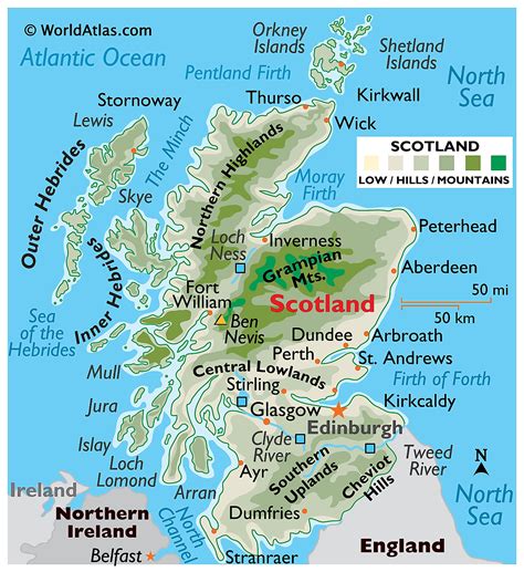 Scotland map europe. Scotland is one of the four constituent nations of the United Kingdom. The Scottish mainland shares a border with England in south, it has coastlines at the Atlantic Ocean, the North Sea to the east and the North Channel and Irish Sea in west. The country consists of a mainland area plus some 790 islands, only about 10 per cent of which are ... 