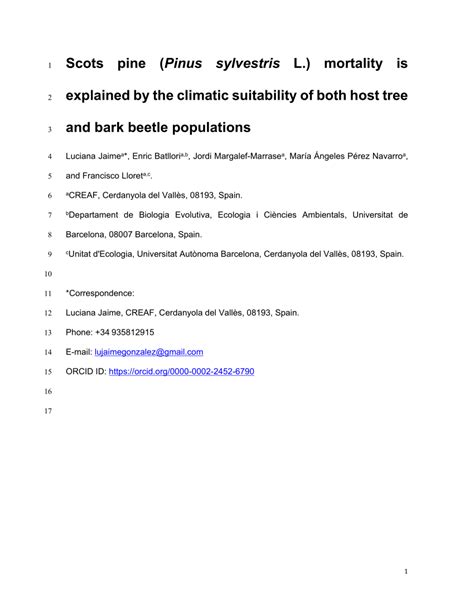 Scots pine (Pinus sylvestris L.) mortality is explained by the …