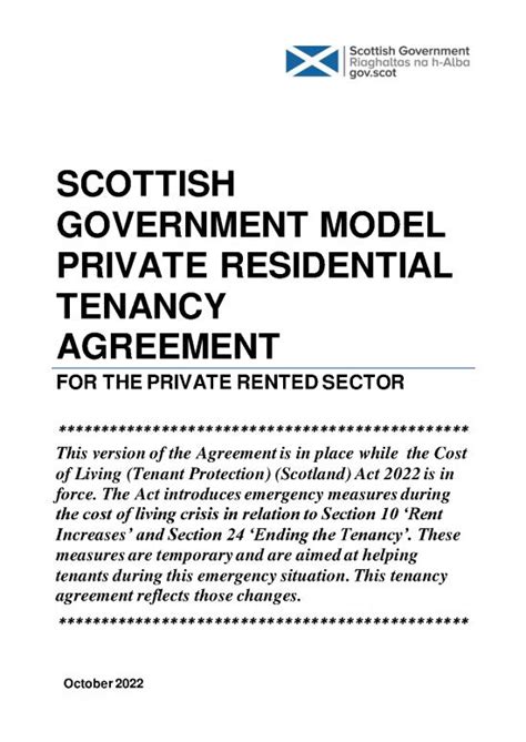 Scottish Government Model Private Residential Tenancy Agreement