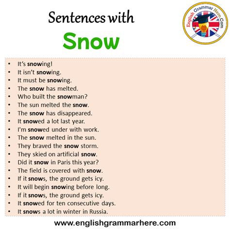 Scottish words for snow Sentence first