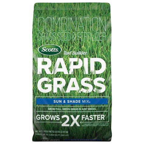 Finally, be sure to apply Scotts Lawn Food products every 8 weeks throughout the season to help maintain your thick, green lawn. One 8 lb. bag of Scotts Turf Builder Rapid Grass Bermudagrass has a new lawn coverage of 3,000 sq. ft. and an overseeding coverage of 10,000 sq. ft.. 