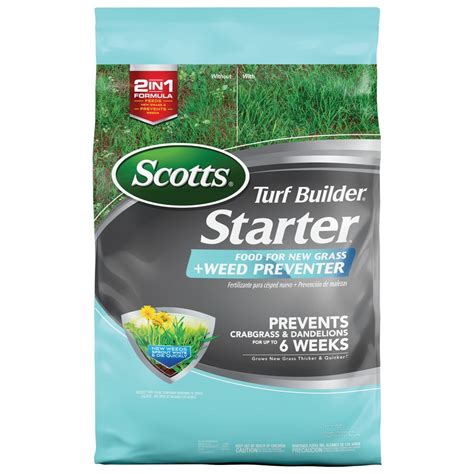 Scotts Turf Builder Starter Food for New Grass, 15 lb. - Lawn Fertilizer for Newly Planted Grass, Also Great for Sod and Grass Plugs - Covers 5,000 sq. ft. ... Weed Preventer Plus Fertilizer, 4,000 sq ft (2-Pack) 4.3 out of 5 stars 7. $96.98 $ 96. 98. FREE delivery Fri, Apr 21 .. 