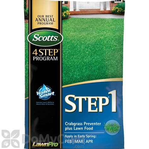 Scotts step 1. Scotts Step 1 for Seeding Starter Lawn Food with Weed Preventer prevents the germination of weeds and fertilizes your freshly seeded lawn. Apply this lawn fertilizer to a dry, freshly-seeded lawn when temperatures are consistently between 60°F and 90°F; lightly water to activate. 