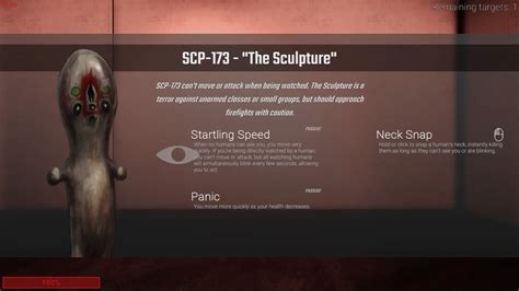 Scp that you can. The SCP that can’t be looked at is SCP- 173. SCP- 173 is an animate statue composed of concrete and rebar that was discovered in a rural area of the United States. The SCP cannot be seen from any angle that a human can view it from; instead, it can only be seen if the person viewing it has their eyes closed. If someone were to look at SCP ... 