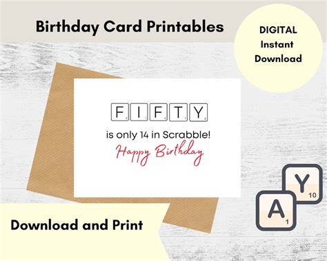 Scrabble Tile Birthday Card Birthday Card Printable Scrabble