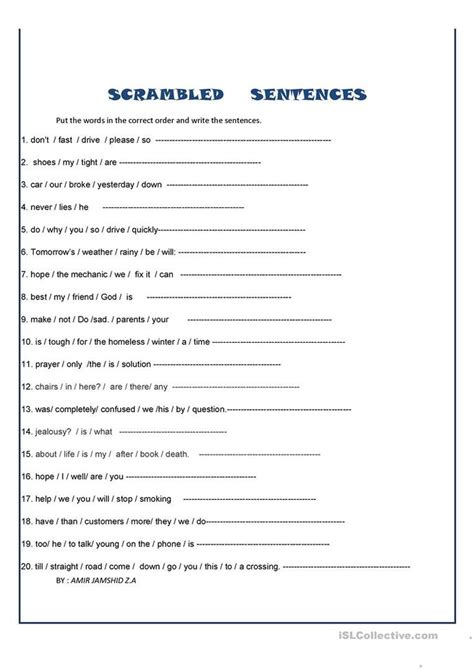Scrambled Sentences English Esl Worksheets For Distance Learning And Physical Classrooms