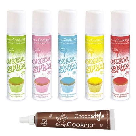 ScrapCooking 5 Pastry Sprays 75 ml - Blue-Yellow-red-Green-Pink